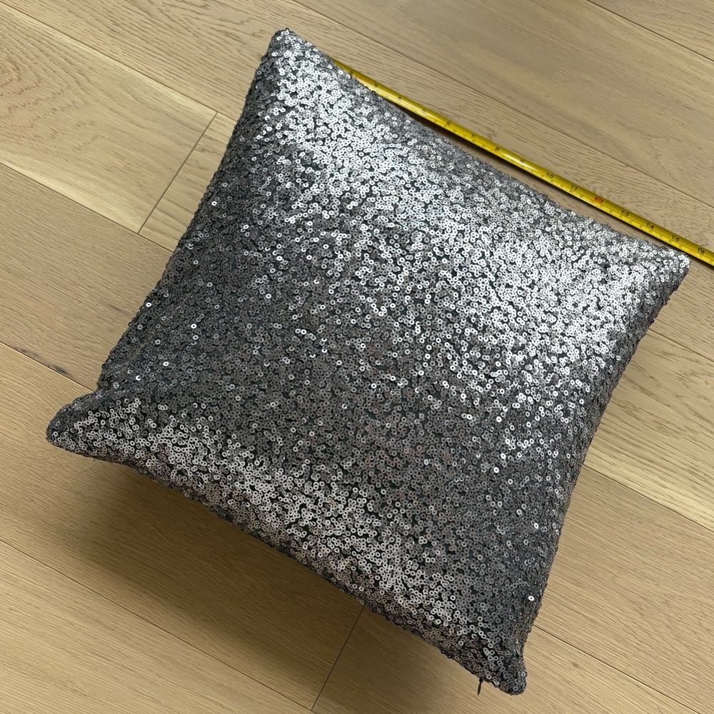 Silver Sequin Throw Pillow